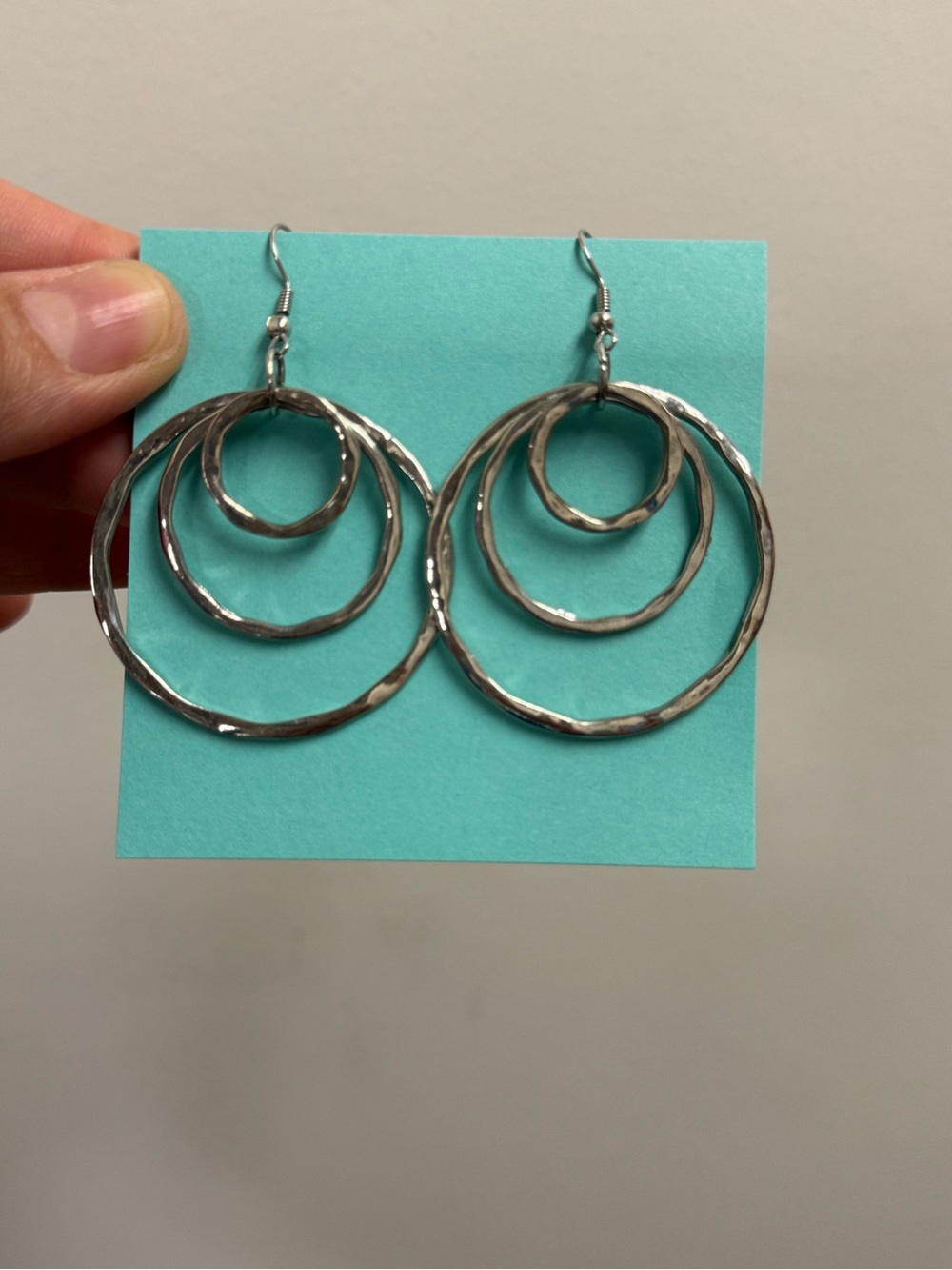 Vintage Silver-Tone Triple Hoop Dangle Earrings
